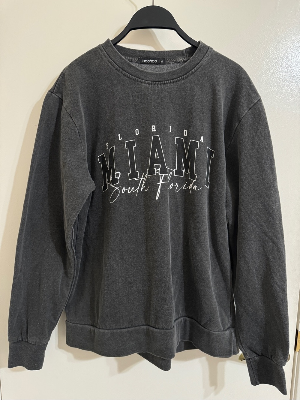 Boohoo Charcoal Miami South Florida Crewneck Sweatshirt